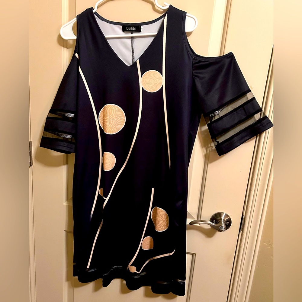 Cuase cold shoulder black dress